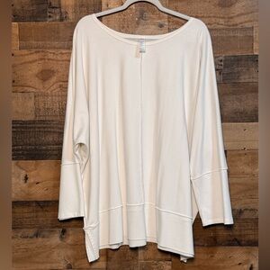 Spanx Women's White Dolman Long Sleeve Oversized Sweater Sweatshirt 3X XXXL